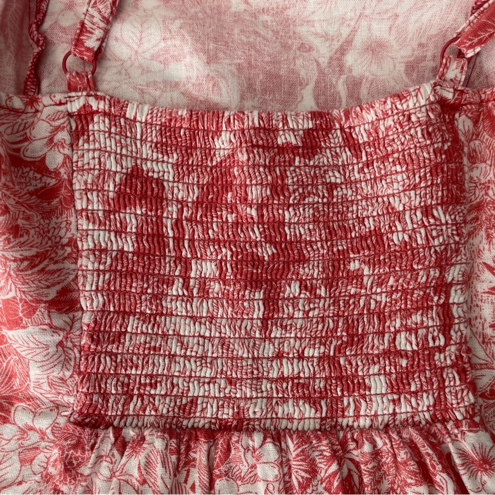 OLD NAVY Ecru Coral Tropical Floral Maxi Sundress Adjustable Straps Size S - Picture 5 of 12